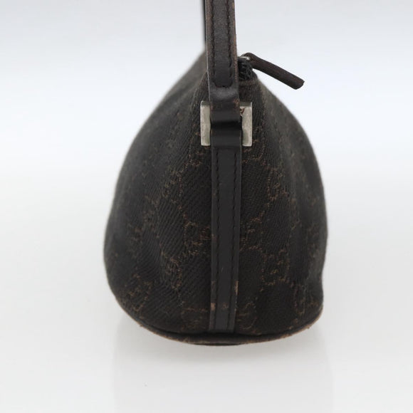 GUCCI GG Canvas Accessory Pouch Dark Brown Silver 07198 Auth ep12569