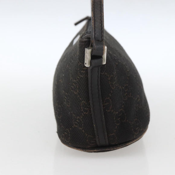 GUCCI GG Canvas Accessory Pouch Dark Brown Silver 07198 Auth ep12569