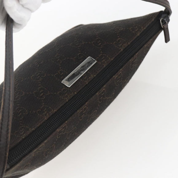 GUCCI GG Canvas Accessory Pouch Dark Brown Silver 07198 Auth ep12569