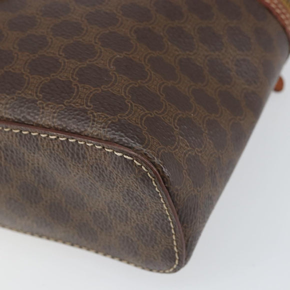 CELINE Macadam Canvas Hand Bag PVC Leather 2way Brown Gold Auth ep12572