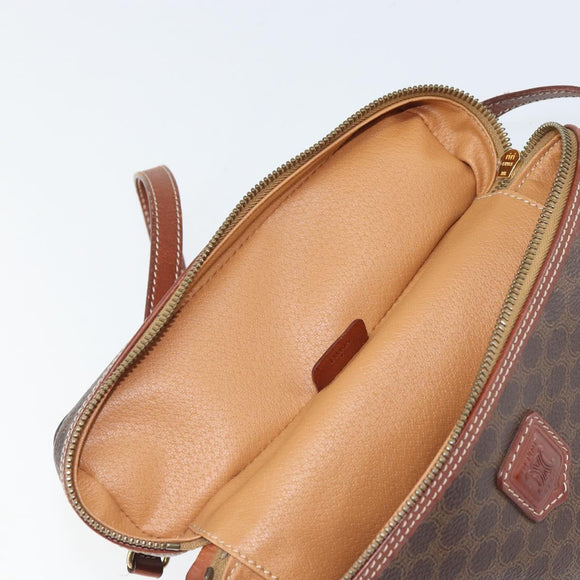 CELINE Macadam Canvas Hand Bag PVC Leather 2way Brown Gold Auth ep12572
