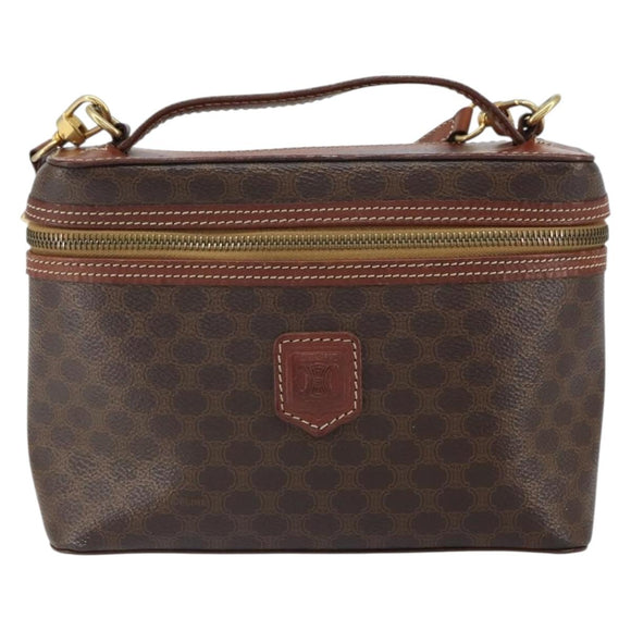 CELINE Macadam Canvas Hand Bag PVC Leather 2way Brown Gold Auth ep12572