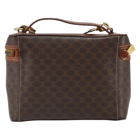 CELINE Macadam Canvas Hand Bag PVC Leather 2way Brown Gold Auth ep12572