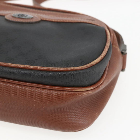 GUCCI Micro GG Supreme Shoulder Bag PVC Leather Black Auth ep12573