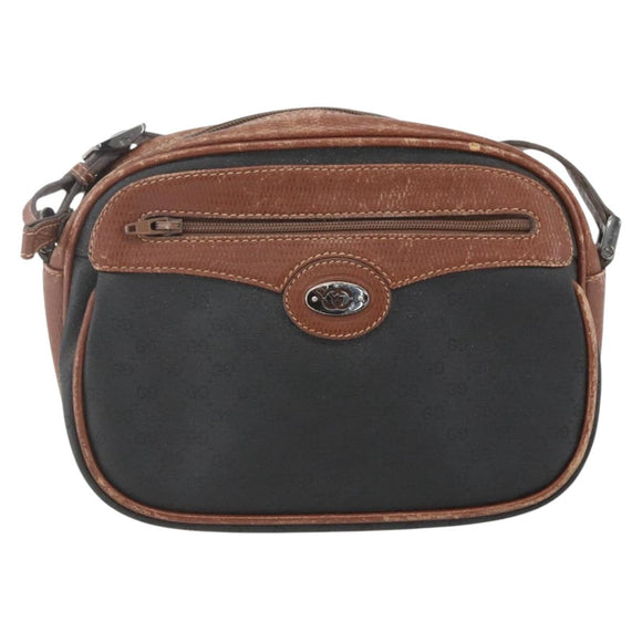 GUCCI Micro GG Supreme Shoulder Bag PVC Leather Black Auth ep12573