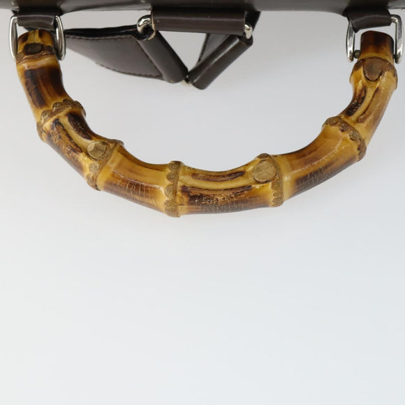 GUCCI Bamboo Backpack Nylon Dark Brown Silver 003 2058 0016 5 Auth ep12574