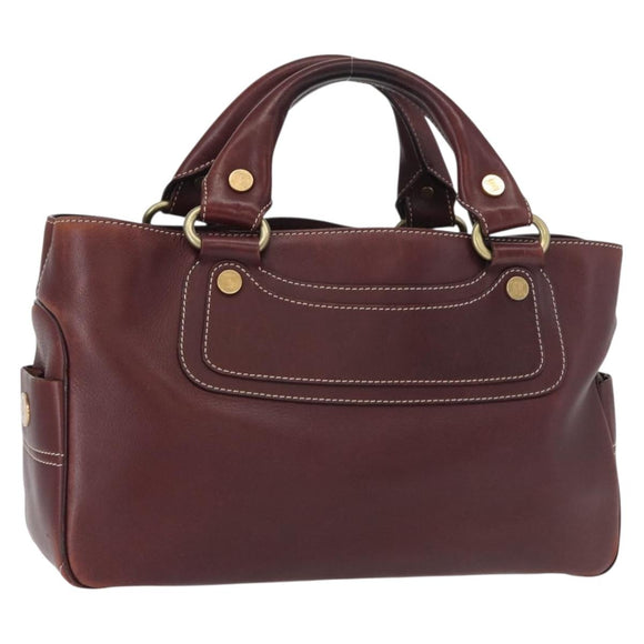 CELINE Boogie bag Hand Bag Leather Brown Silver Auth ep12584