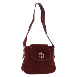 GUCCI Shoulder Bag Suede Bordeaux Gold Auth ep12588