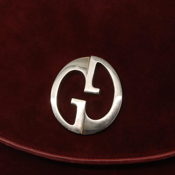 GUCCI Shoulder Bag Suede Bordeaux Gold Auth ep12588