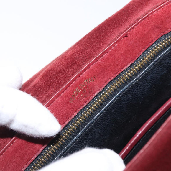 GUCCI Shoulder Bag Suede Bordeaux Gold Auth ep12588