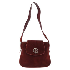 GUCCI Shoulder Bag Suede Bordeaux Gold Auth ep12588 - 0