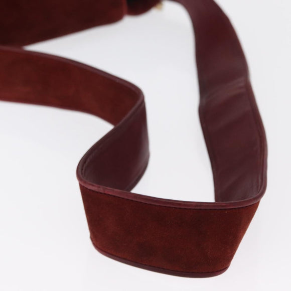 GUCCI Shoulder Bag Suede Bordeaux Gold Auth ep12588