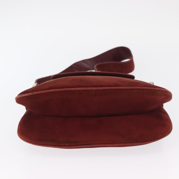 GUCCI Shoulder Bag Suede Bordeaux Gold Auth ep12588