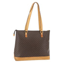 CELINE Macadam Canvas Tote Bag PVC Leather Brown Gold Auth ep12590-1