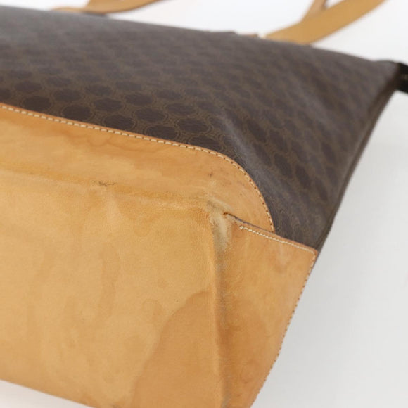 CELINE Macadam Canvas Tote Bag PVC Leather Brown Gold Auth ep12590