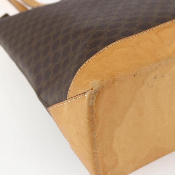 CELINE Macadam Canvas Tote Bag PVC Leather Brown Gold Auth ep12590