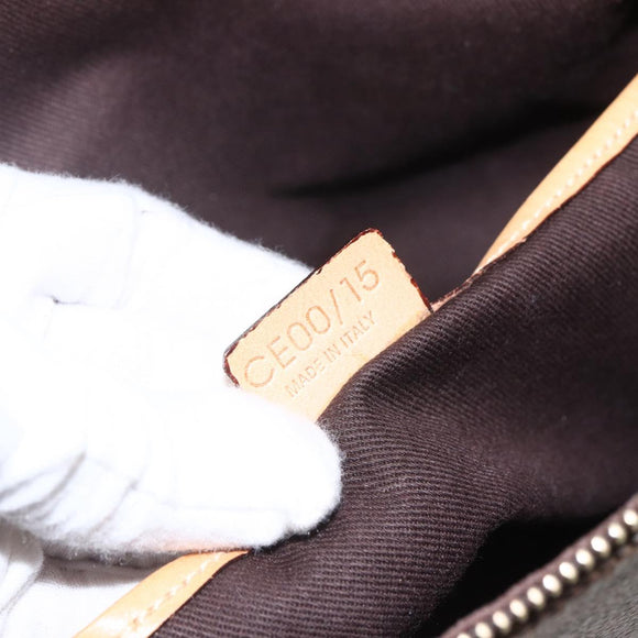 CELINE Macadam Canvas Tote Bag PVC Leather Brown Gold Auth ep12590