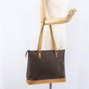 CELINE Macadam Canvas Tote Bag PVC Leather Brown Gold Auth ep12590-21