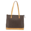 CELINE Macadam Canvas Tote Bag PVC Leather Brown Gold Auth ep12590-2