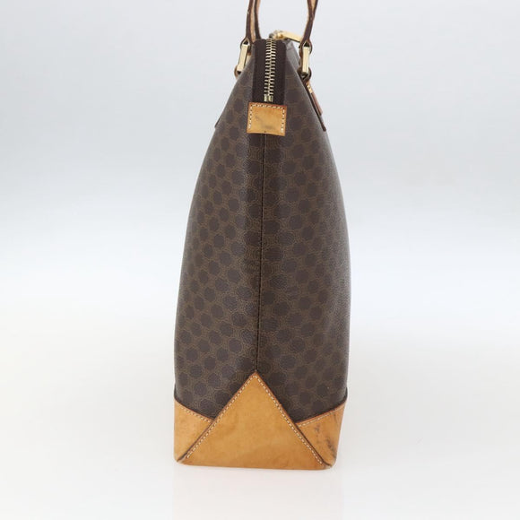 CELINE Macadam Canvas Tote Bag PVC Leather Brown Gold Auth ep12590