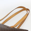 CELINE Macadam Canvas Tote Bag PVC Leather Brown Gold Auth ep12590-8