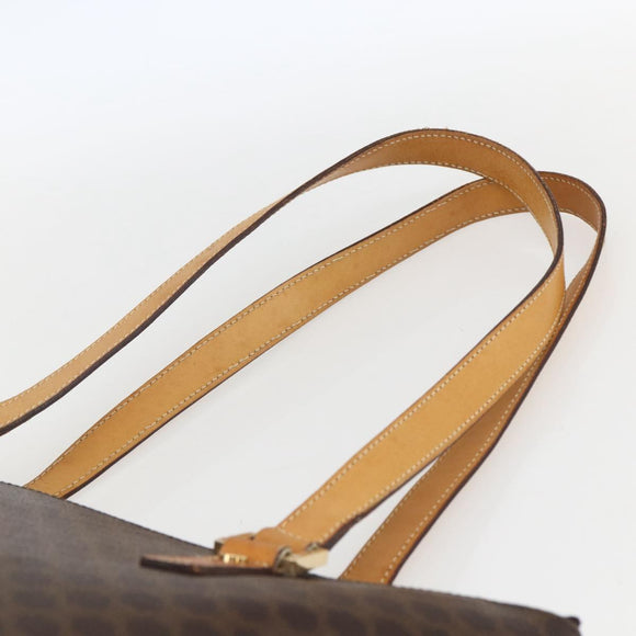CELINE Macadam Canvas Tote Bag PVC Leather Brown Gold Auth ep12590