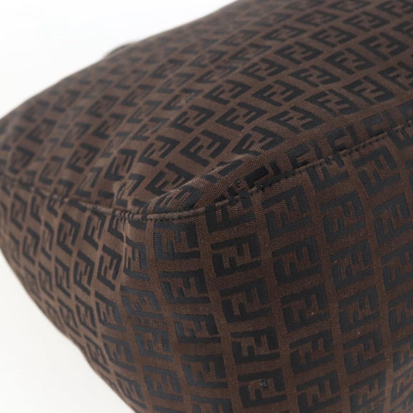 FENDI Zucchino Canvas Hand Bag Dark Brown Auth ep12591