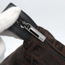 FENDI Zucchino Canvas Hand Bag Dark Brown Auth ep12591-10