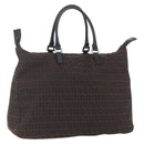 FENDI Zucchino Canvas Hand Bag Dark Brown Auth ep12591-1