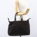 FENDI Zucchino Canvas Hand Bag Dark Brown Auth ep12591-22