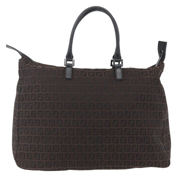 FENDI Zucchino Canvas Hand Bag Dark Brown Auth ep12591