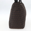 FENDI Zucchino Canvas Hand Bag Dark Brown Auth ep12591-4