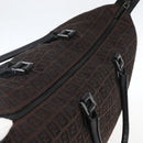FENDI Zucchino Canvas Hand Bag Dark Brown Auth ep12591-6