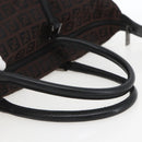 FENDI Zucchino Canvas Hand Bag Dark Brown Auth ep12591-7
