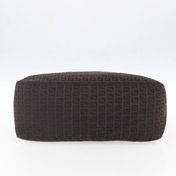 FENDI Zucchino Canvas Hand Bag Dark Brown Auth ep12591