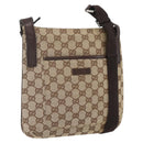 GUCCI GG Canvas Shoulder Bag Beige Silver 122793 Auth ep12602-1