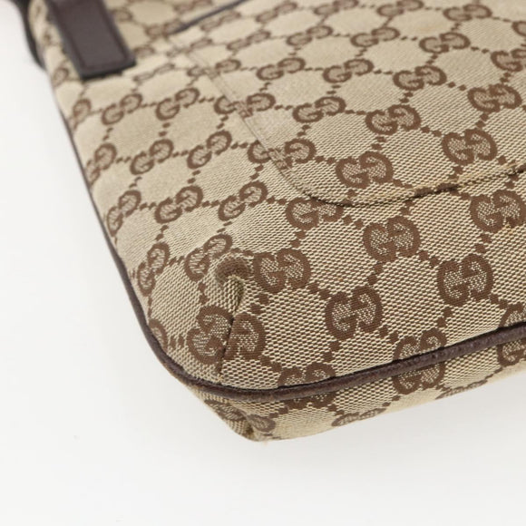 GUCCI GG Canvas Shoulder Bag Beige Silver 122793 Auth ep12602