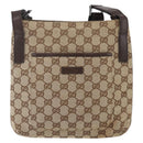 GUCCI GG Canvas Shoulder Bag Beige Silver 122793 Auth ep12602-13