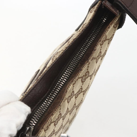 GUCCI GG Canvas Shoulder Bag Beige Silver 122793 Auth ep12602