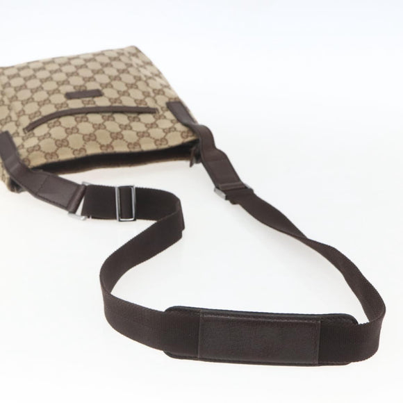 GUCCI GG Canvas Shoulder Bag Beige Silver 122793 Auth ep12602