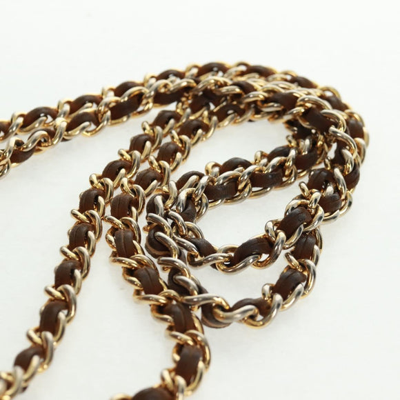 PRADA Chain Shoulder Bag Suede Brown Gold Auth ep12610