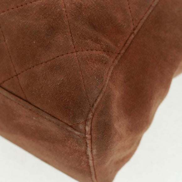 PRADA Chain Shoulder Bag Suede Brown Gold Auth ep12610