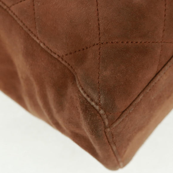 PRADA Chain Shoulder Bag Suede Brown Gold Auth ep12610