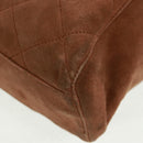 PRADA Chain Shoulder Bag Suede Brown Gold Auth ep12610-19