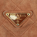 PRADA Chain Shoulder Bag Suede Brown Gold Auth ep12610-20