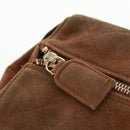 PRADA Chain Shoulder Bag Suede Brown Gold Auth ep12610-21