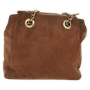 PRADA Chain Shoulder Bag Suede Brown Gold Auth ep12610-2