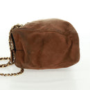 PRADA Chain Shoulder Bag Suede Brown Gold Auth ep12610-3