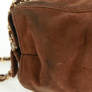 PRADA Chain Shoulder Bag Suede Brown Gold Auth ep12610-4