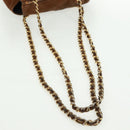 PRADA Chain Shoulder Bag Suede Brown Gold Auth ep12610-9